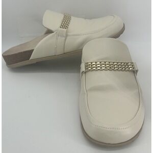 Vionic Georgina Leather Slip On Mule Ivory Women's Size 9.5